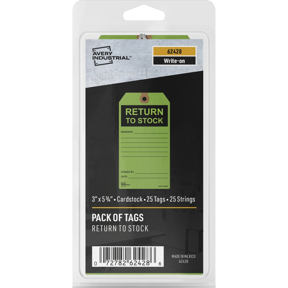 Avery RETURN TO STOCK Preprinted Inventory Tags - 5.75in Length x 3in Width - 25 / Pack - Card Stock - Green