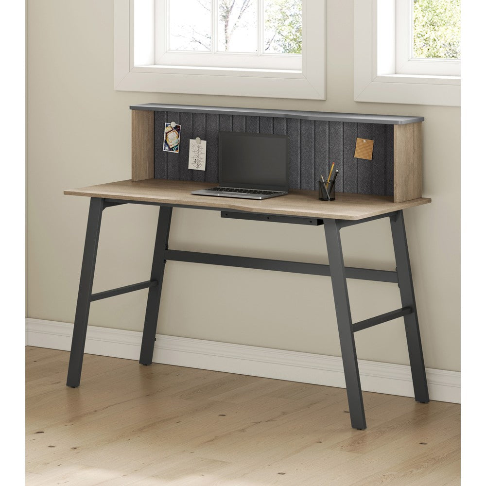 Realspace Nashira 52inW Computer Desk With Detachable Hutch, Light Oak/Gray