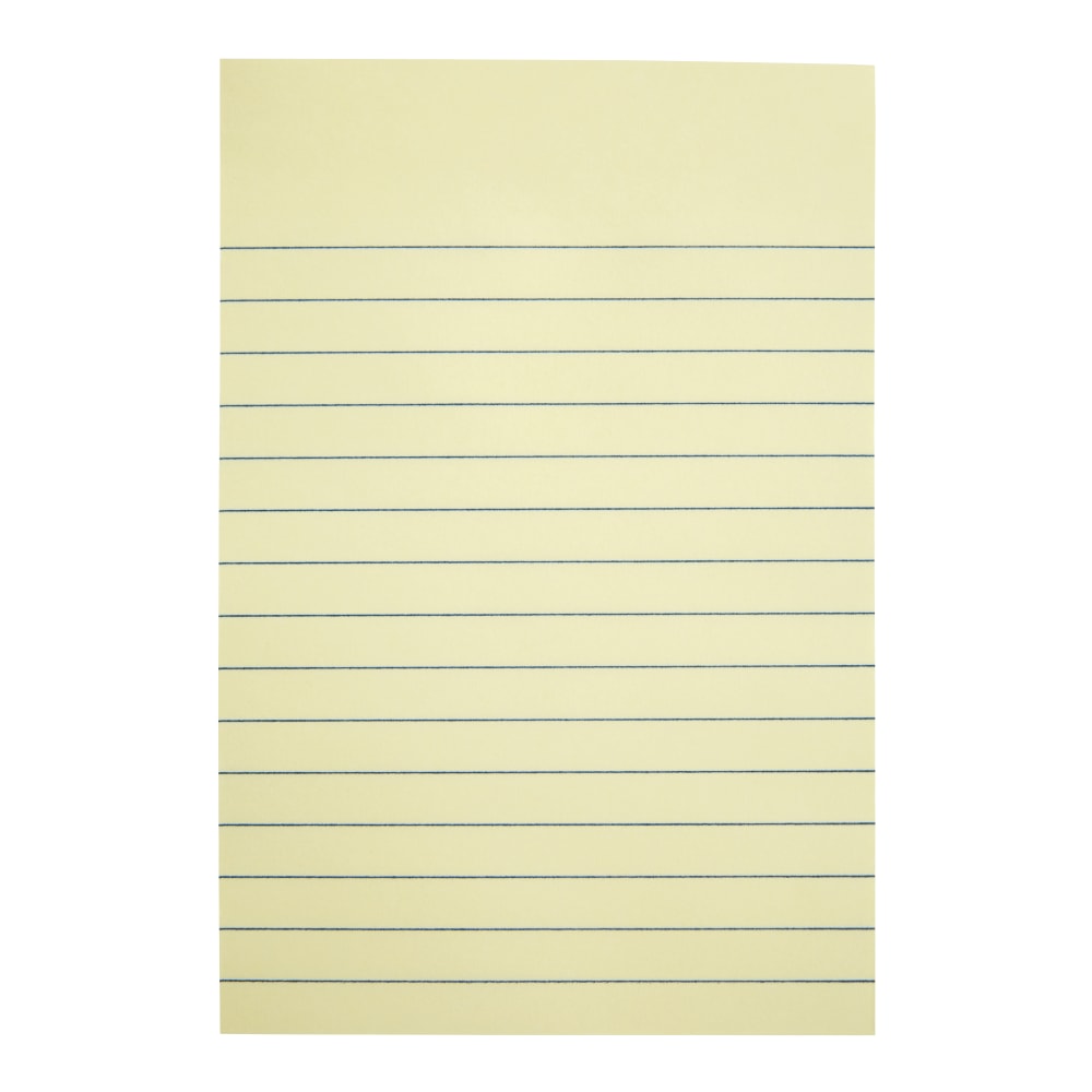 Office Depot Brand Lined Sticky Notes, 4in x 6in, Pastel Yellow, 100 Sheets Per Pad, Pack Of 8 Pads