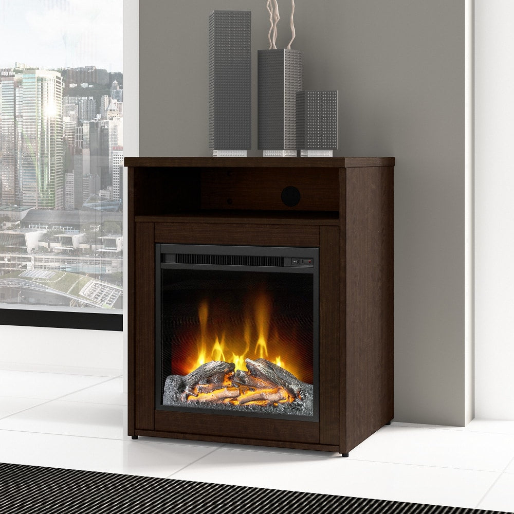 Bush Business Furniture Series C 24inW Electric Fireplace With Shelf, Mocha Cherry, Standard Delivery