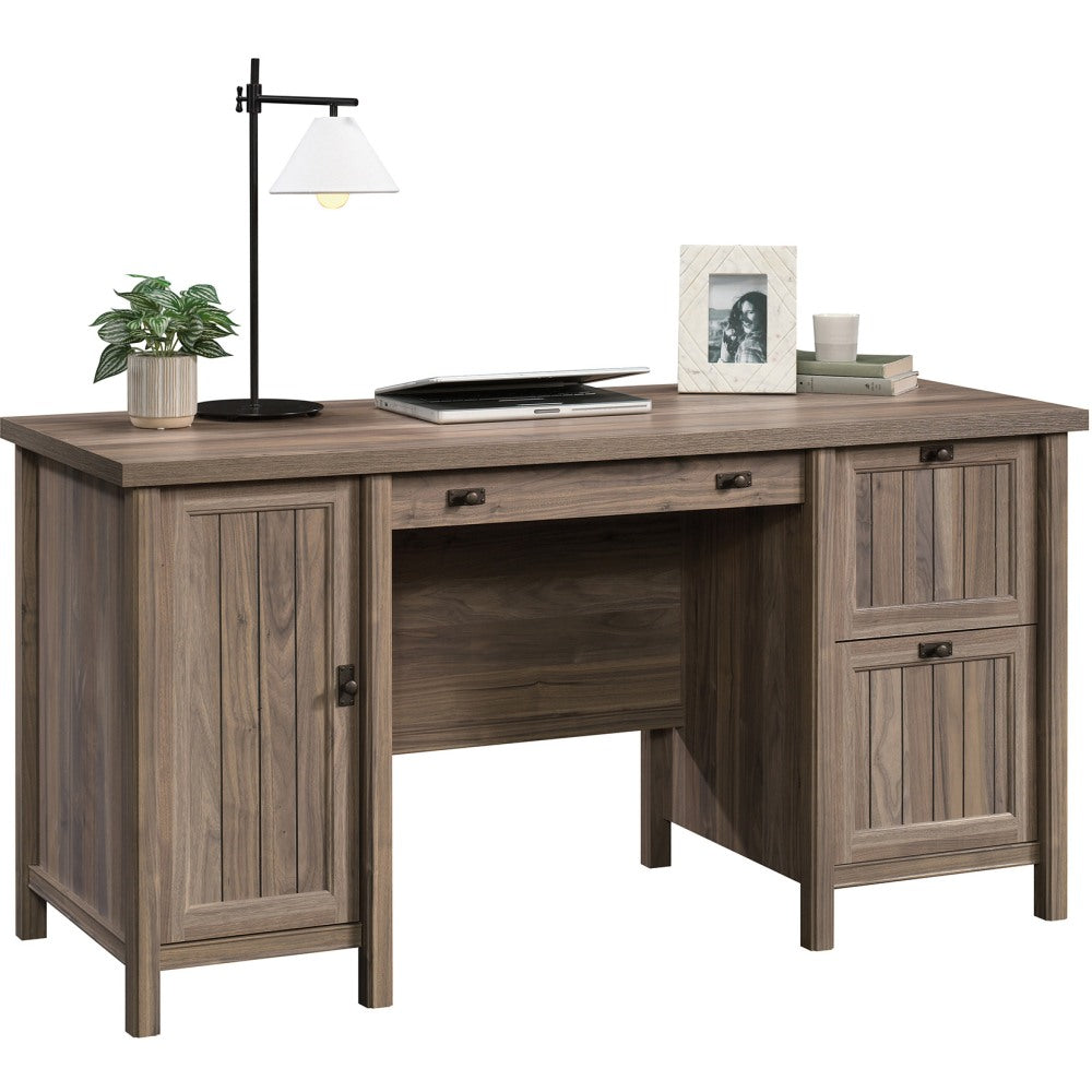 Sauder Costa 60inW Computer Desk, Washed Walnut