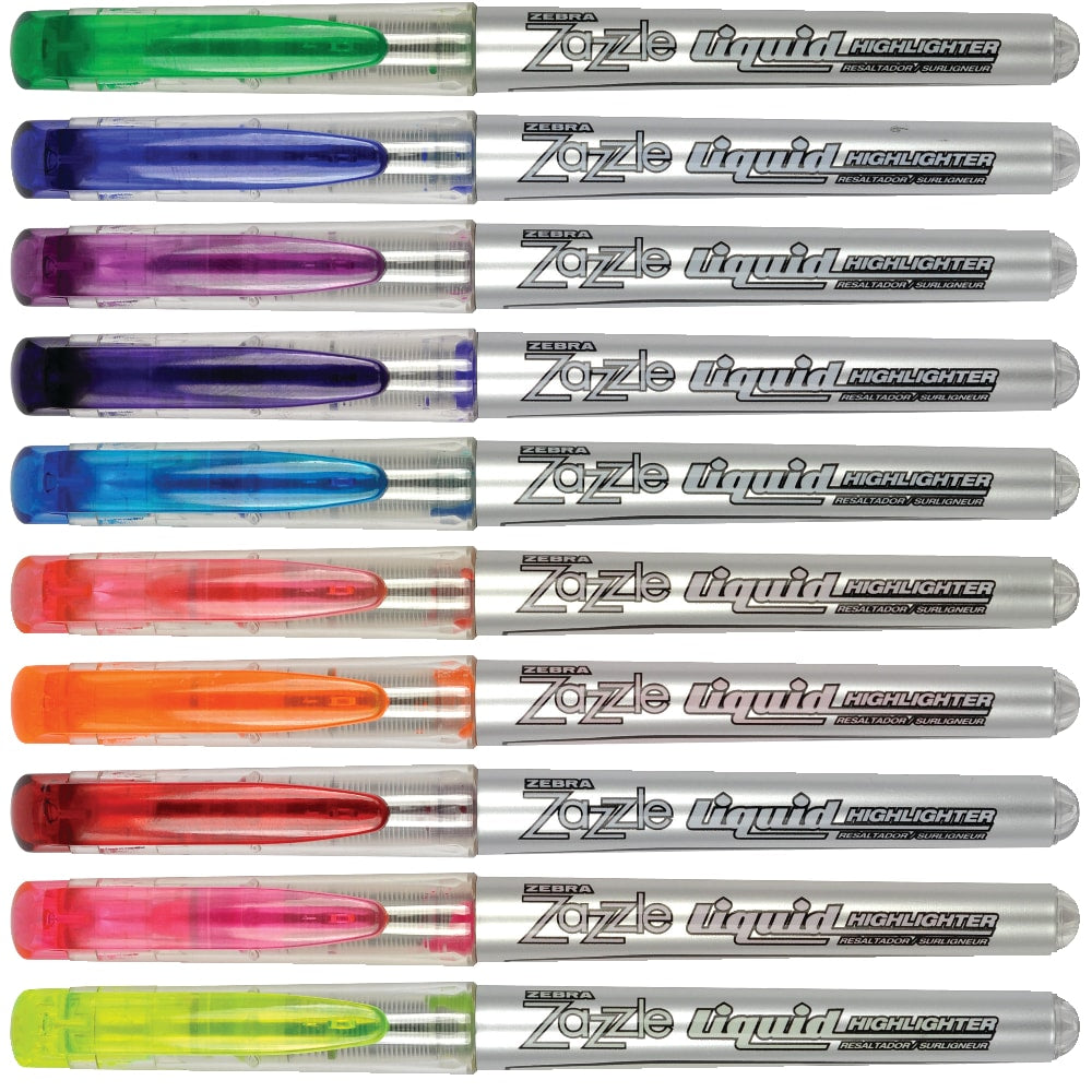 Zebra Pen Zazzle Brights All-Purpose Highlighters, Pack Of 10, Chisel Point, Assorted Colors