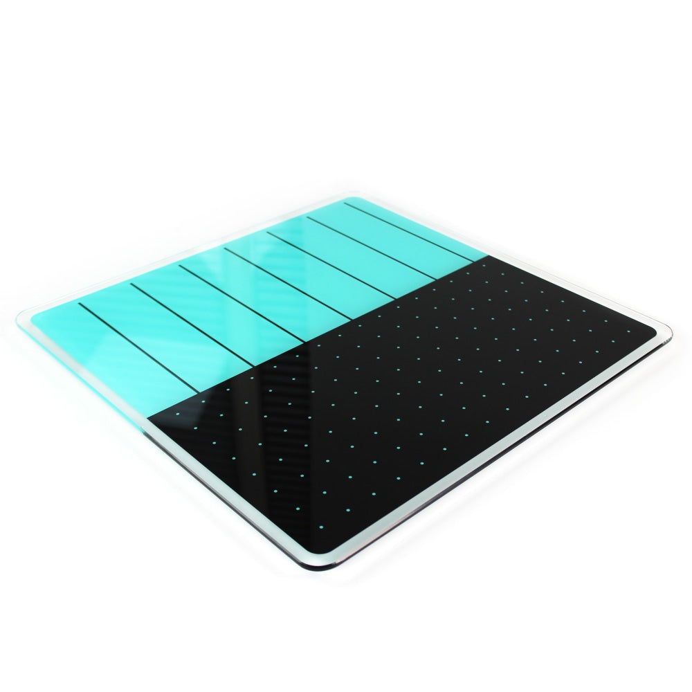 Floortex Viztex Glacier Plan & Grid Glass Dry Erase Board, 14in x 14in, Teal & Black