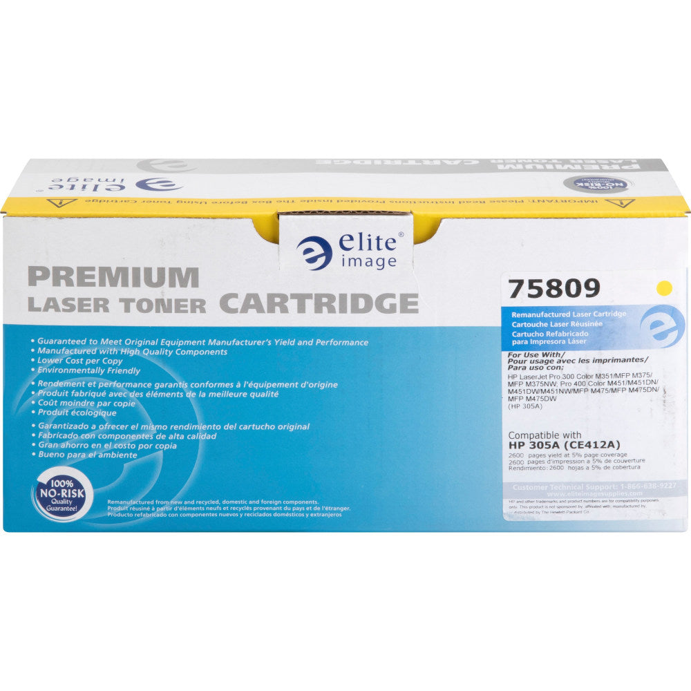 Elite Image Remanufactured Yellow Toner Cartridge Replacement For HP 305A, CE412A