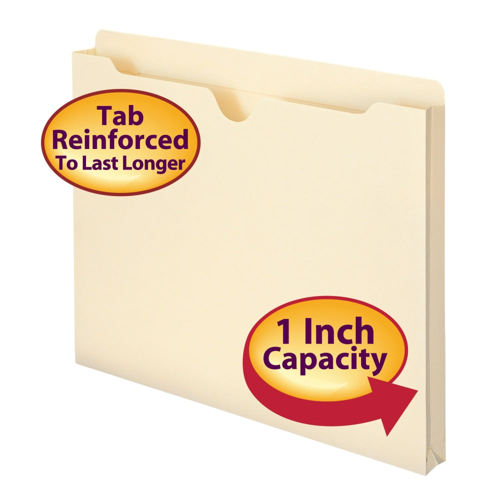 Smead Expanding Reinforced Top-Tab File Jackets, 1in Expansion, Letter Size, Manila, Box Of 50