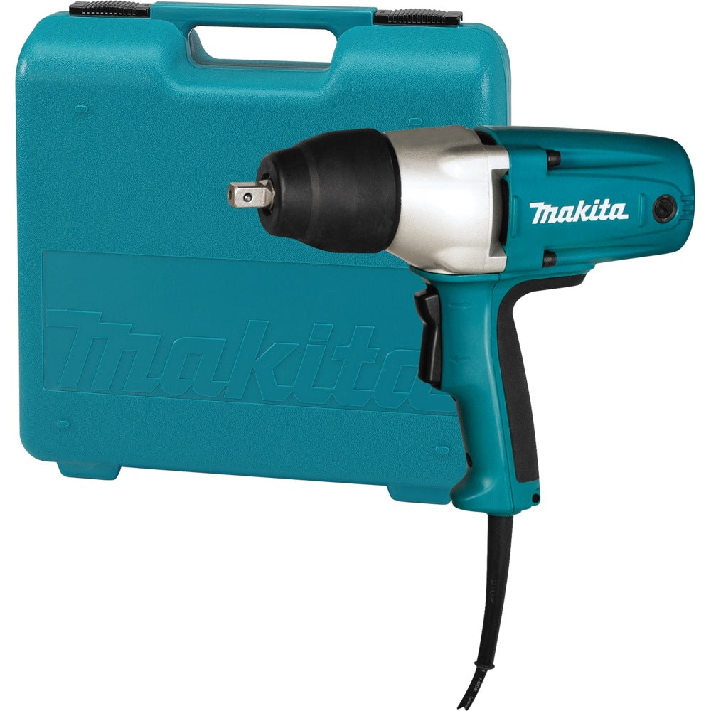 Makita Impact Wrench With 1/2in Corded Detent Pin Anvil And Case, Blue