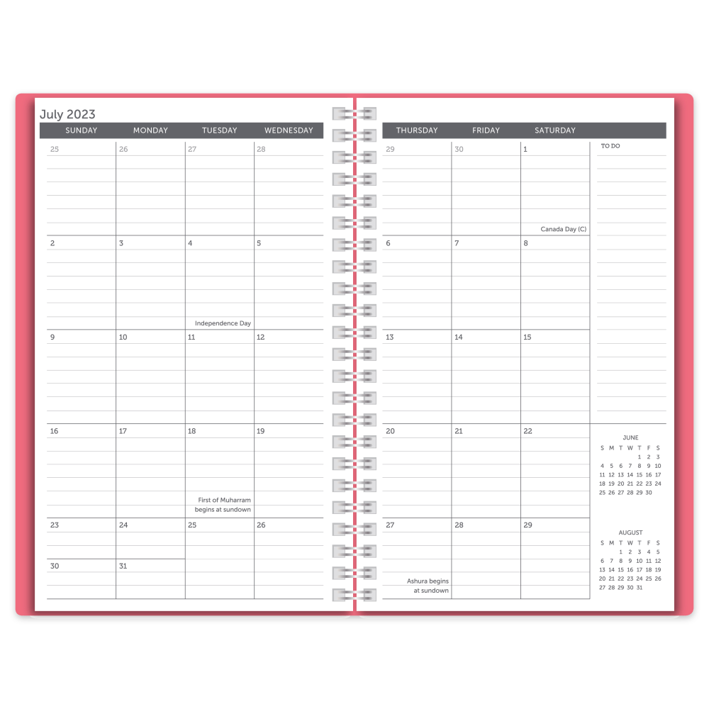 2023-2024 Office Depot Brand Stellar Academic Weekly/Monthly Planner, 5-1/2in x 8-1/2in, Pink, July 2023 to June 2024