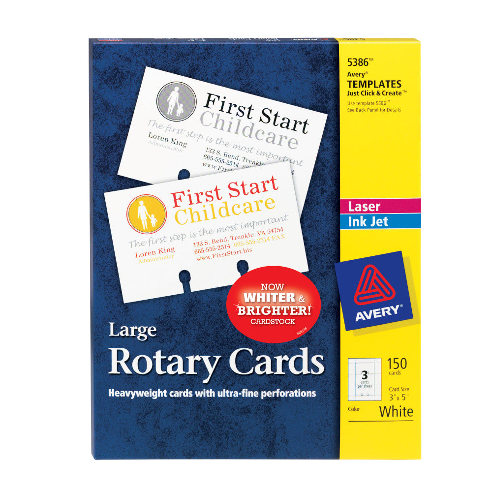 Avery Laser Rotary Cards, 3in x 5in, Box Of 150