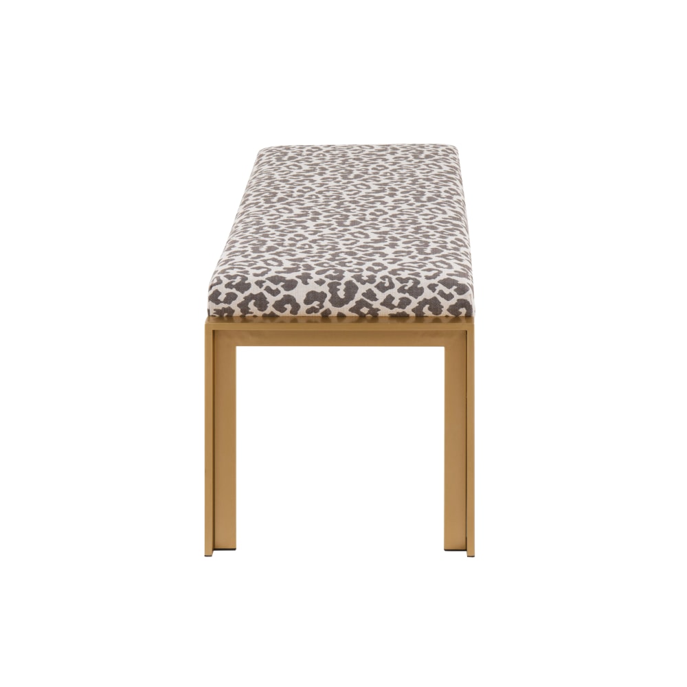 LumiSource Fuji Contemporary Fabric Bench, Beige Leopard/Gold