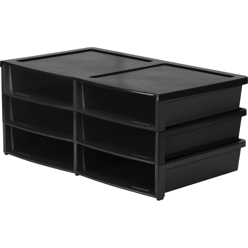 Storex Quick Stack 6-sorter Organizer - 500 x Sheet - 6 Compartment(s) - Compartment Size 8.75in x 11.50in x 2in - 8.7in Height x 13.6in Width20.5in Length - Black - Plastic - 1 Each