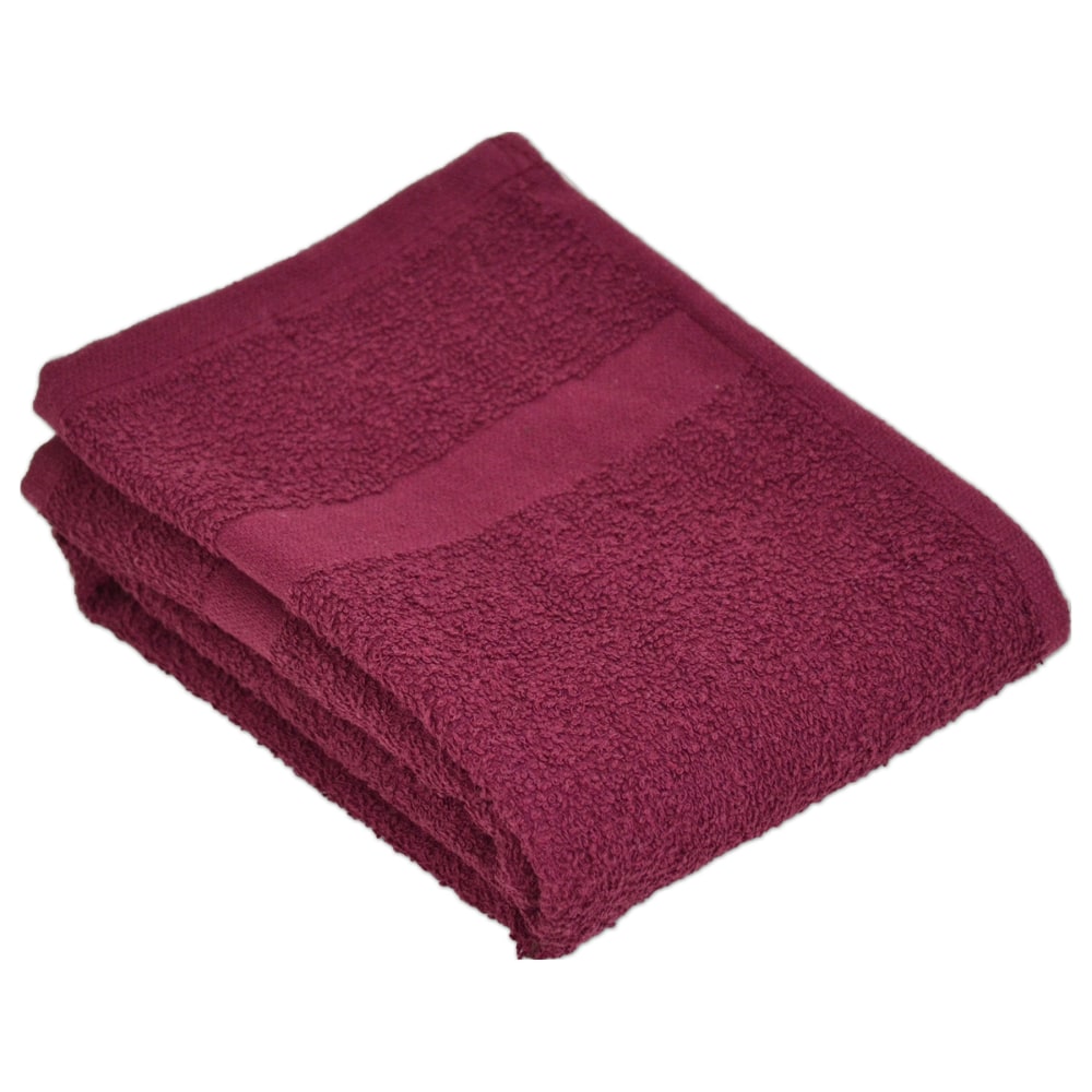 Valu Hand Towels, 16in x 27in, Burgundy, Pack Of 12 Towels