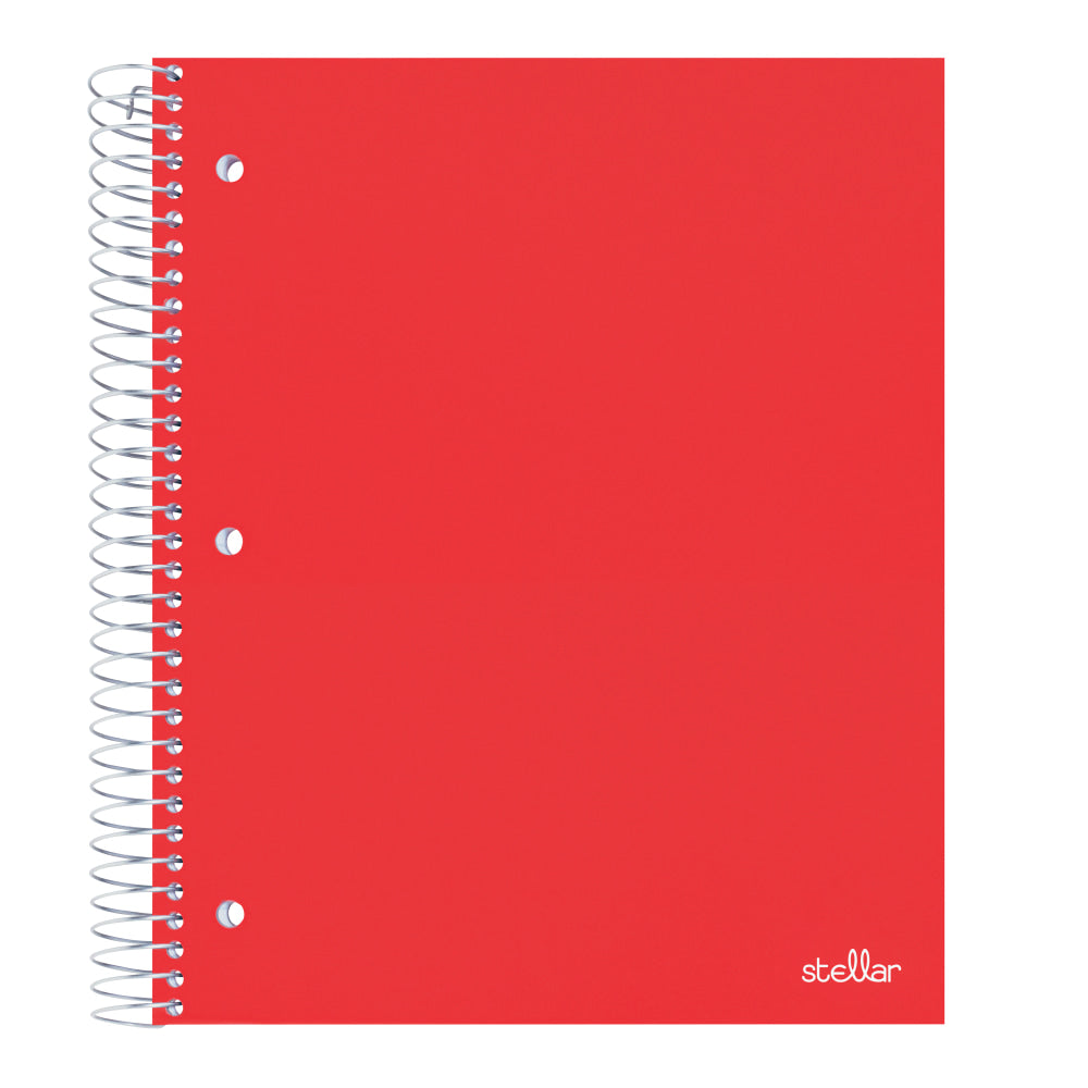 Office Depot Brand Stellar Poly Notebook, 8-1/2in x 11in, 5 Subject, College Ruled, 200 Sheets, Red