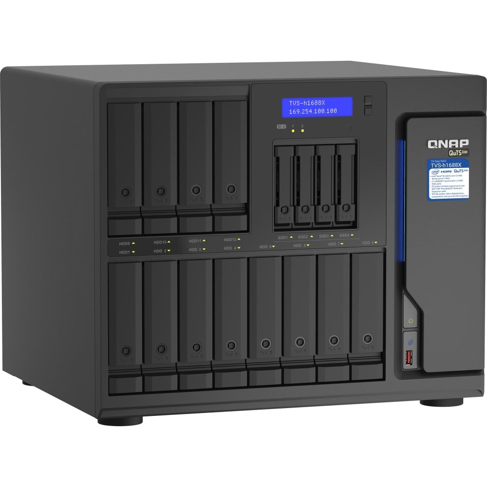 QNAP TVS-H1688X-W1250-32G SAN/NAS Storage System - Intel Xeon W-1250 Hexa-core (6 Core) 3.30 GHz - 12 x HDD Supported - 0 x HDD Installed - 16 x SSD Supported - 0 x SSD Installed - 32 GB RAM DDR4 SDRAM - Serial ATA/600 Controller