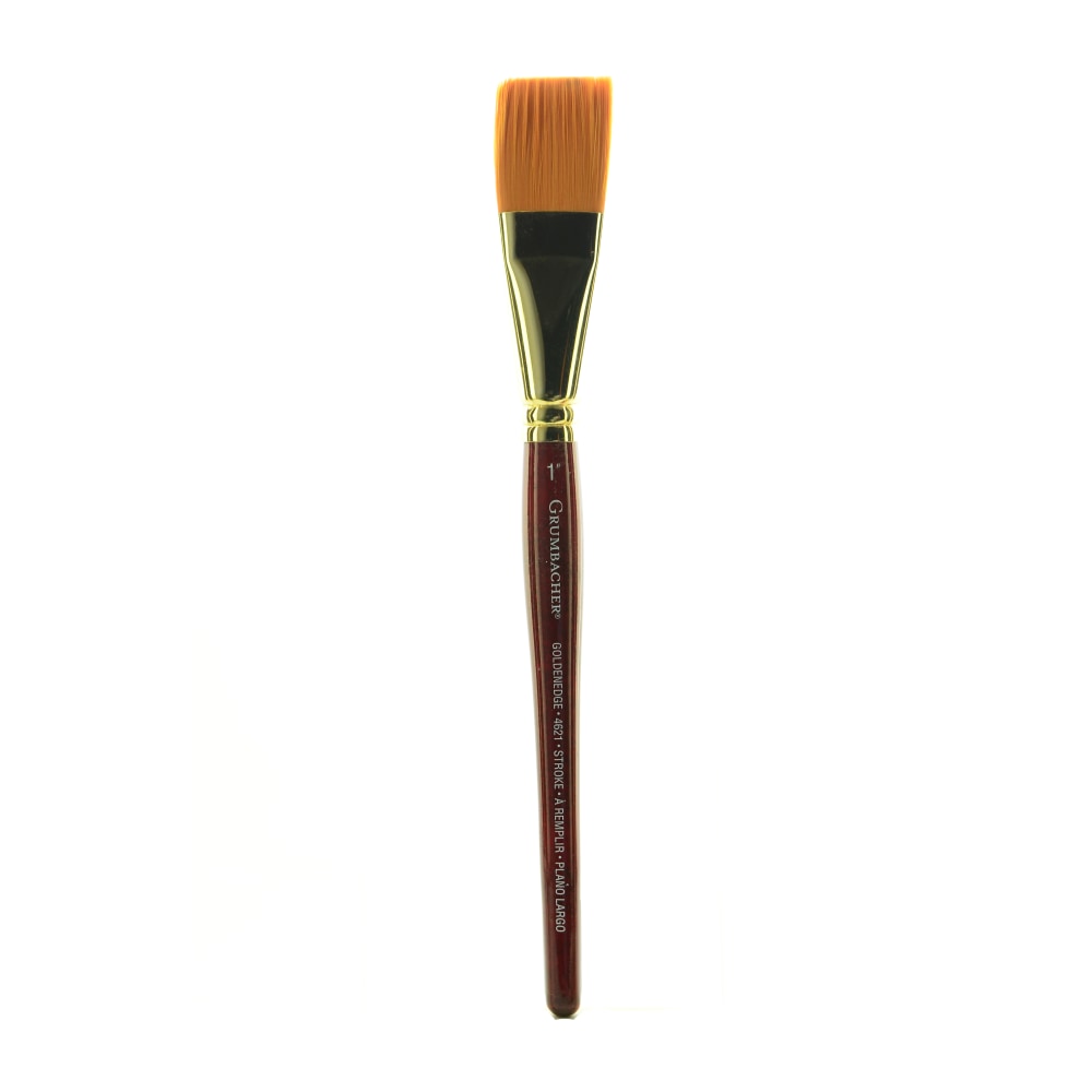 Grumbacher Goldenedge Watercolor Paint Brush, 1in, Stroke Bristle, Sable Hair, Dark Red