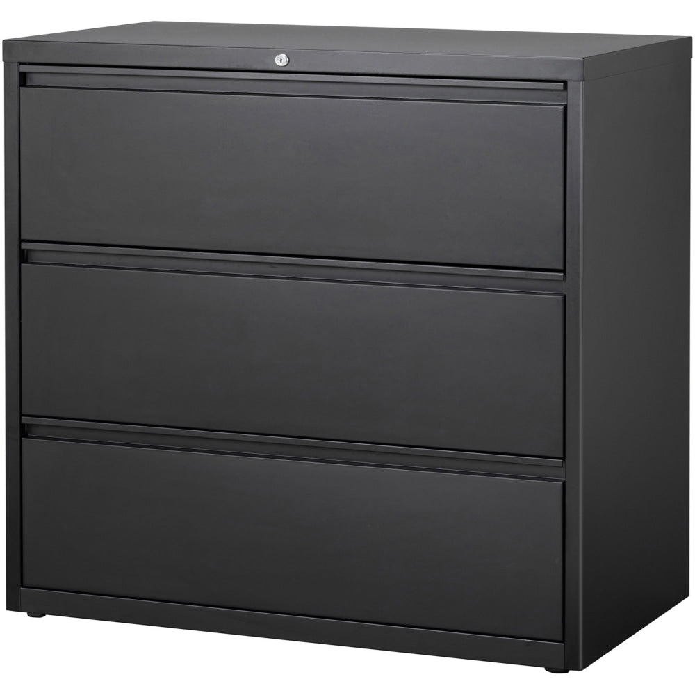 Lorell 42inW x 18-5/8inD Lateral 3-Drawer File Cabinet, Black