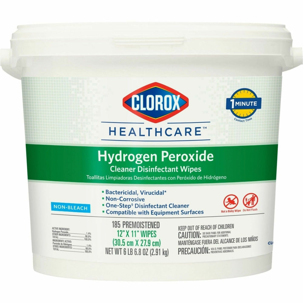 Clorox Healthcare Hydrogen Peroxide Cleaner Disinfectant Wipes - Wipe - 185 / Bucket - 100 / Pallet - White