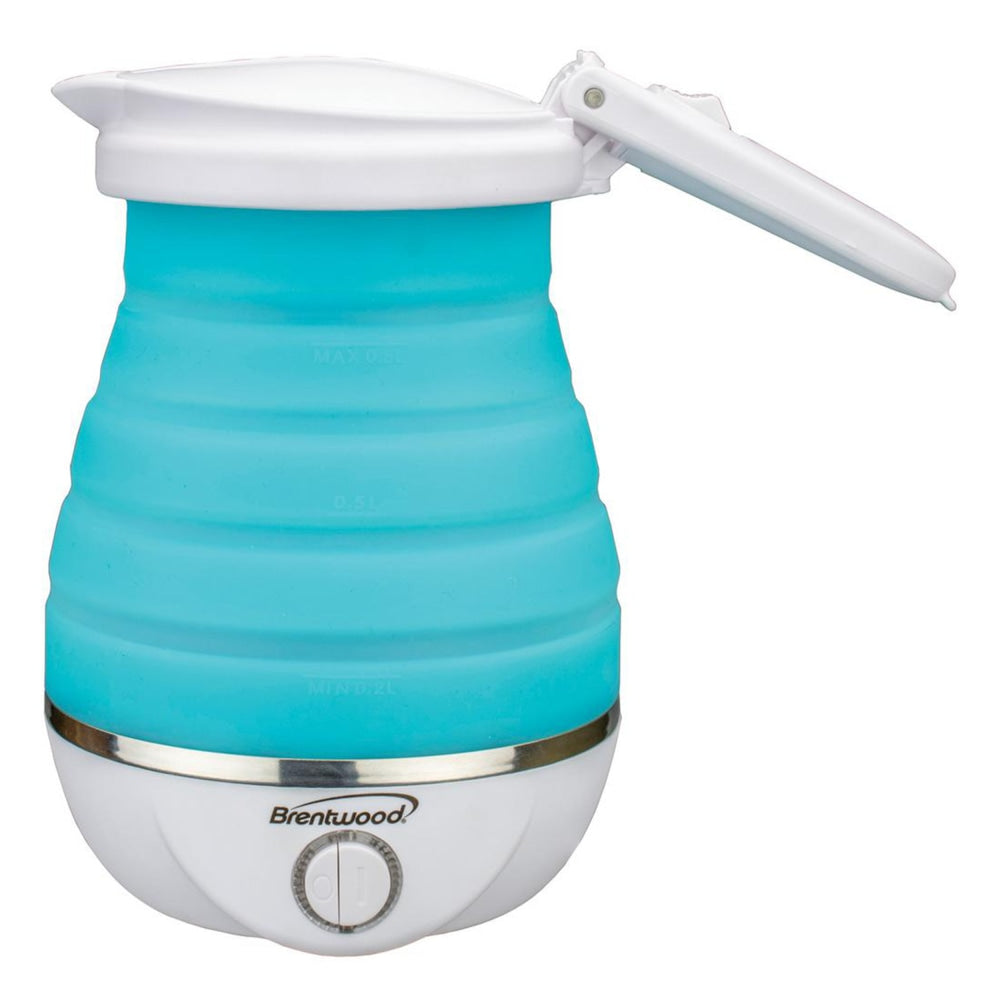 Brentwood Dual Voltage 3.3-Cup Collapsible Plastic Travel Kettle, Blue