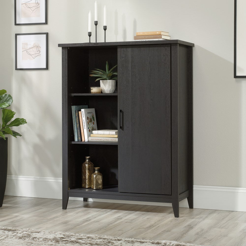 Sauder Summit Station 52inH Bookcase With Sliding Door, Raven Oak