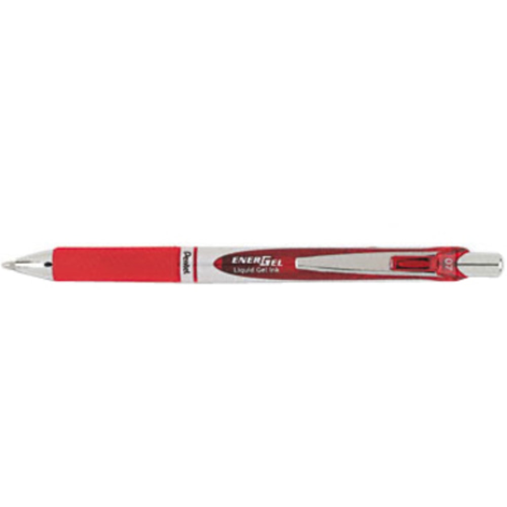 Pentel EnerGel RTX Liquid Gel Pen, Medium Point, 0.7 mm, Silver Barrel, Red Ink