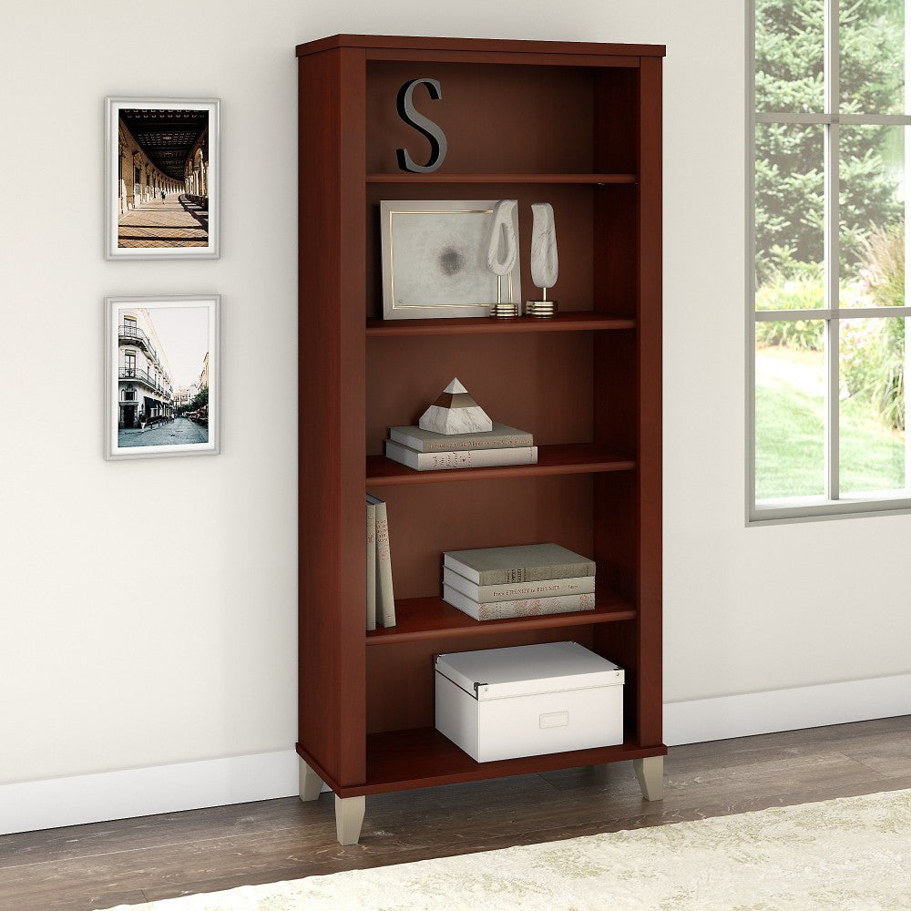 Bush Business Furniture Somerset 66inH 5-Shelf Bookcase, Hansen Cherry, Standard Delivery