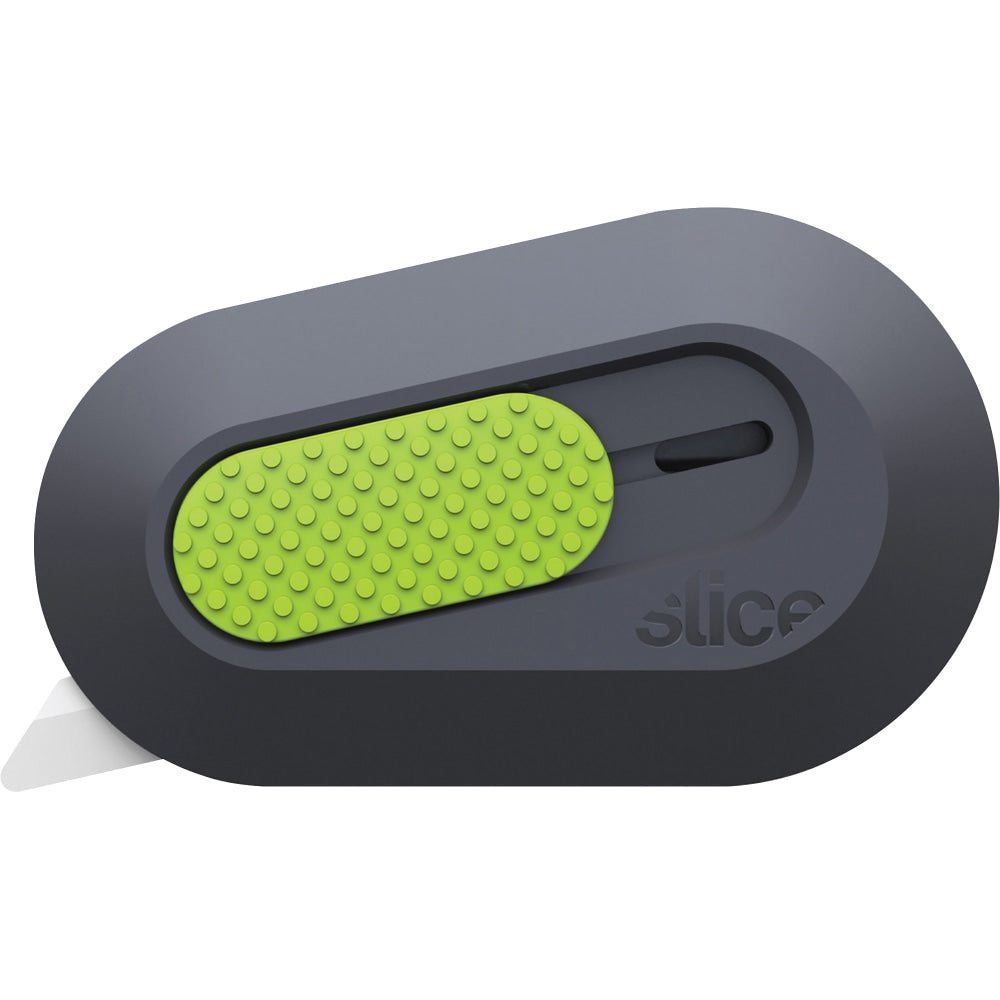 Slice Retract Mini Cutter - Ceramic Blade - Built-in Magnet, Retractable, Non-sparking, Non-conductive, Rubberized Slider Button, Rust-free - Gray, Green - 2.4in Length - 1 Each)