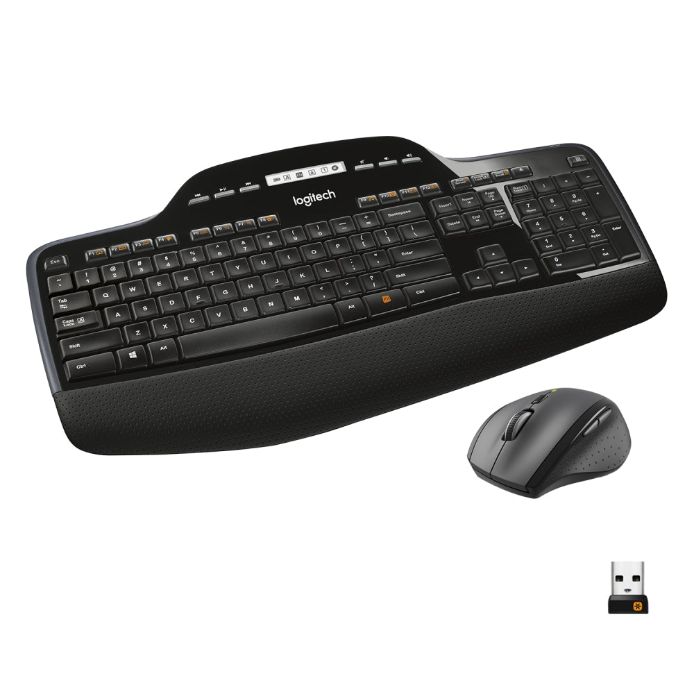 Logitech MK710 Wireless Straight Full Size Keyboard & Right-Handed Optical Mouse, Black