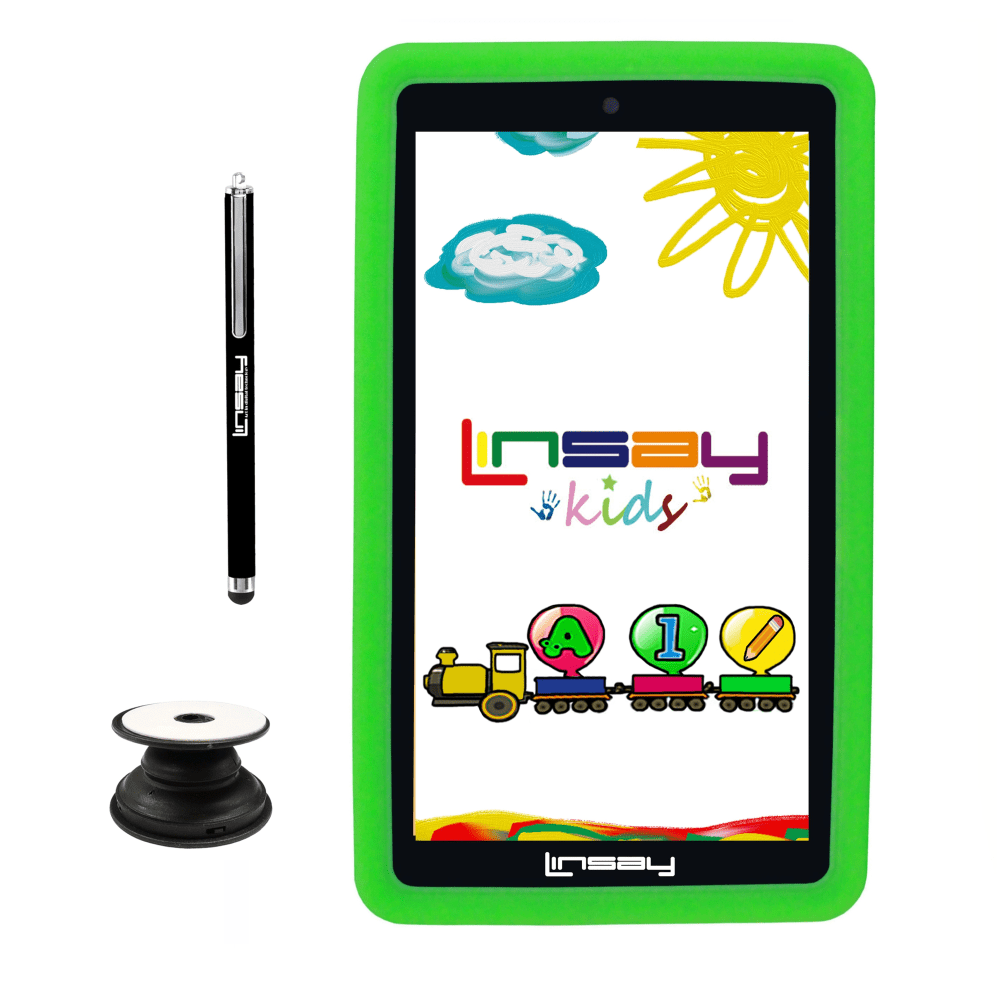 Linsay F7 Tablet, 7in Screen, 2GB Memory, 64GB Storage, Android 13, Kids Green