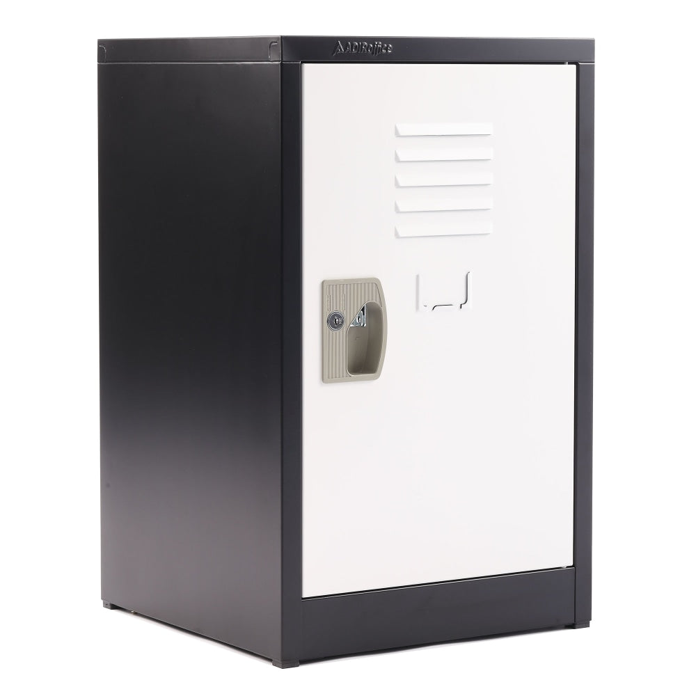 Alpine AdirOffice 1-Tier Steel Lockers, 24inH x 15inW x 15inD, Black/White, Pack Of 2 Lockers