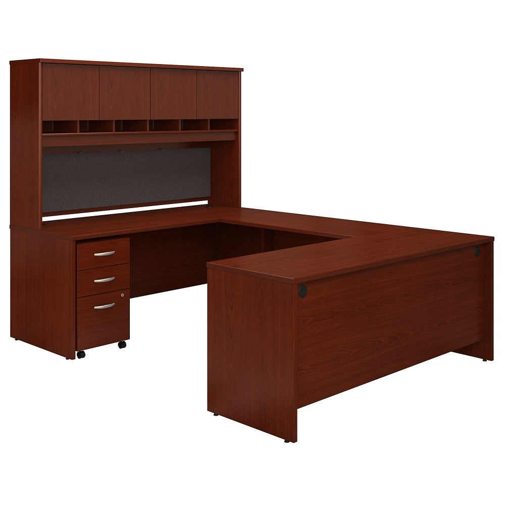 Bush Business Furniture 72inW U-Shaped Corner Desk With Hutch And Storage, Mahogany, Standard Delivery