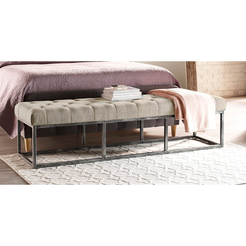 Serta Danes Tufted Bench, Ivory Dream/Iron