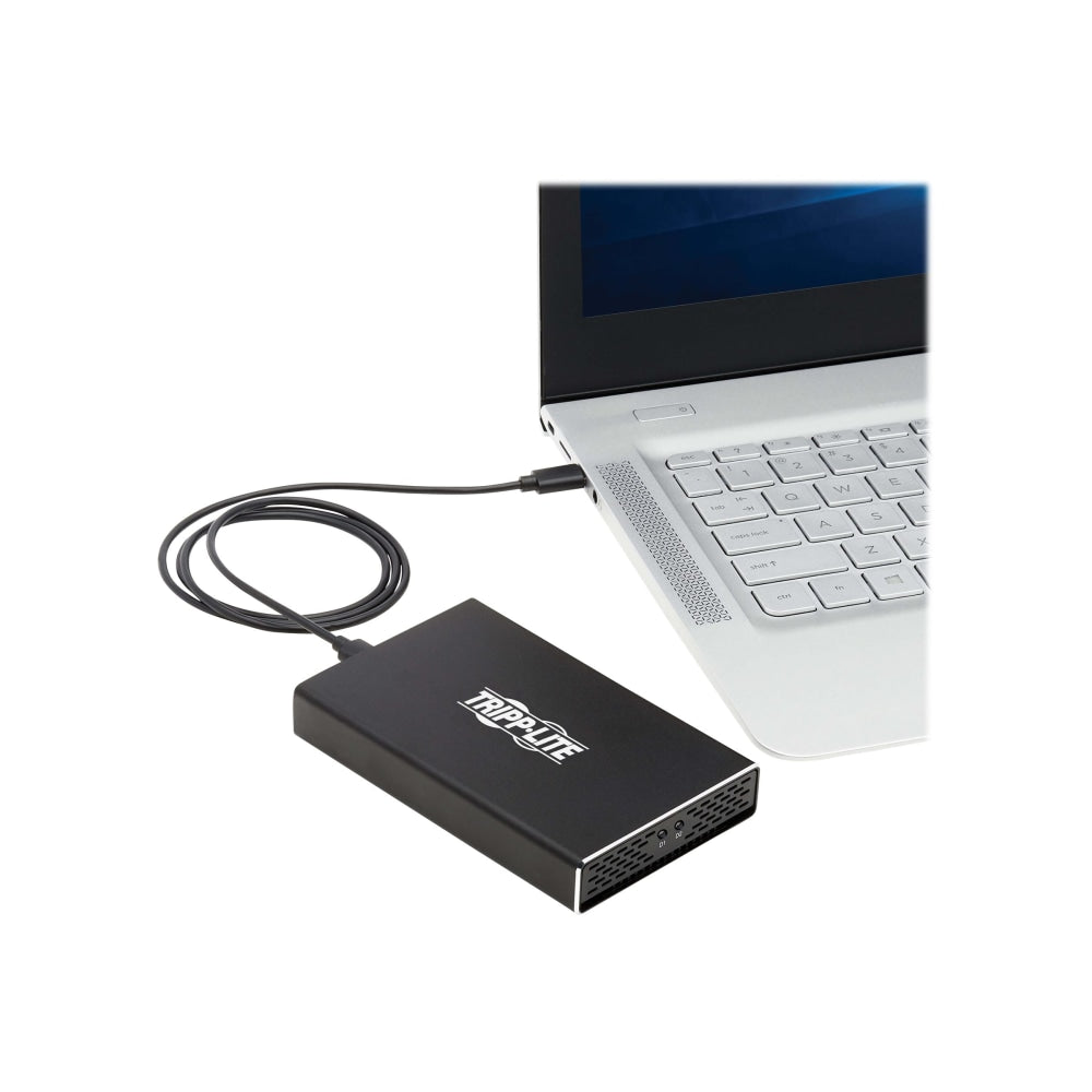 Tripp Lite USB-C to Dual M.2 SATA SSD/HDD Enclosure Adapter - USB 3.1 Gen 2 (10 Gbps), Thunderbolt 3, UASP, RAID - Storage enclosure - 2.5in, M.2 - M.2 Card / SATA 6Gb/s - USB 3.1 (Gen 2) - black