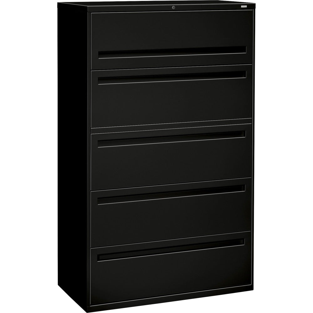 HON Brigade 700 42inW x 19-1/4inD Lateral 5-Drawer File Cabinet, Black