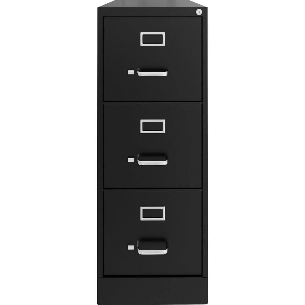 Lorell Fortress Series 22in Commercial-Grade Vertical File Cabinet - 15in x 22in x 40.2in - 3 x Drawer(s) for File - Letter - Vertical - Ball-bearing Suspension, Removable Lock, Pull Handle, Wire Management - Black - Steel - Recycled