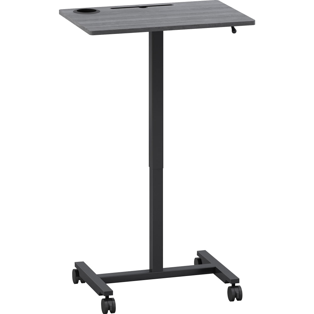 Lorell 20inW Height-Adjustable Mobile Computer Desk, Weathered Charcoal