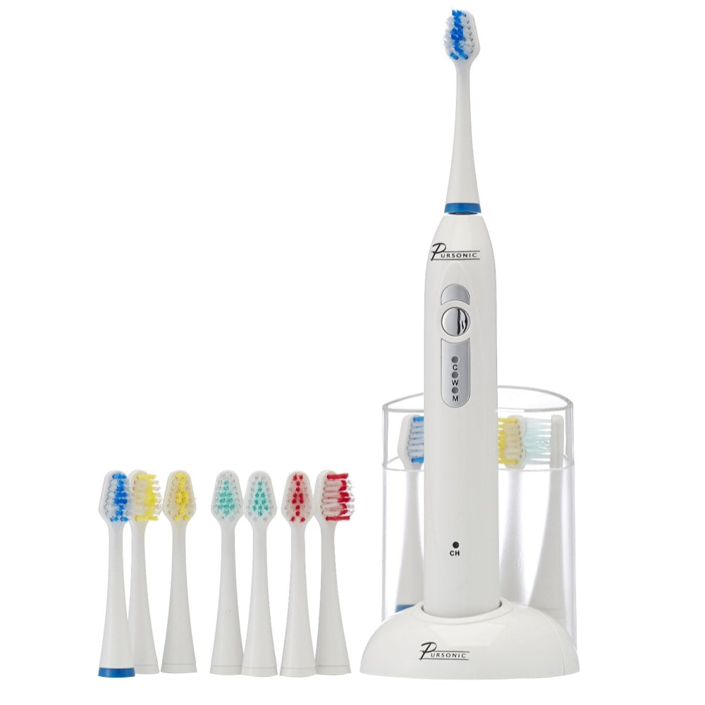 Pursonic S430 15-Piece Electric Sonic Toothbrush, 8inH x 3inW x 2inD, White