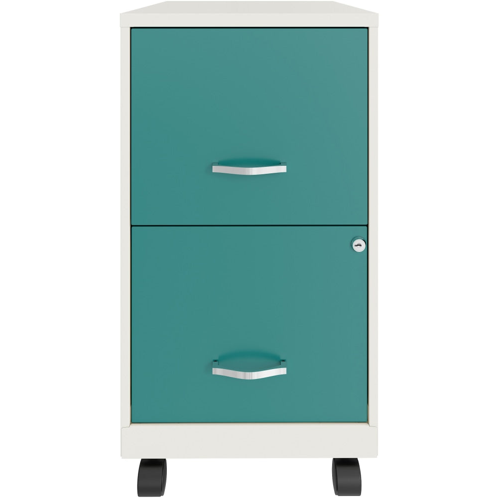 Realspace SOHO Smart 18inD Vertical 2-Drawer Mobile File Cabinet, White/Teal