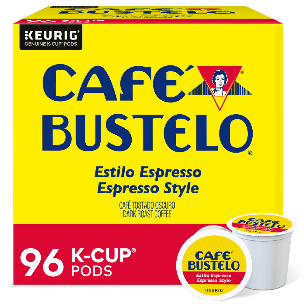 Keurig Cafe Bustelo Single-Serve Pods, Espresso Roast, Classic, Box Of 24 Pods, Case Of 4 Boxes