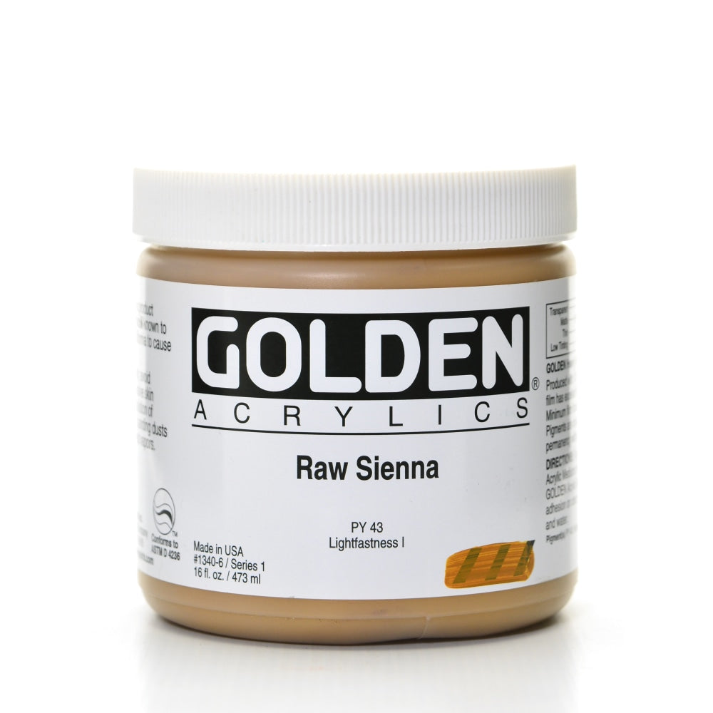 Golden Heavy Body Acrylic Paint, 16 Oz, Raw Sienna