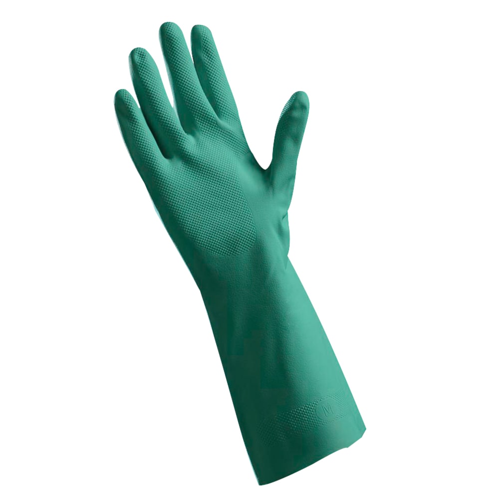 Tradex International Flock-Lined Nitrile General Purpose Gloves, Large, Green, Pack Of 24