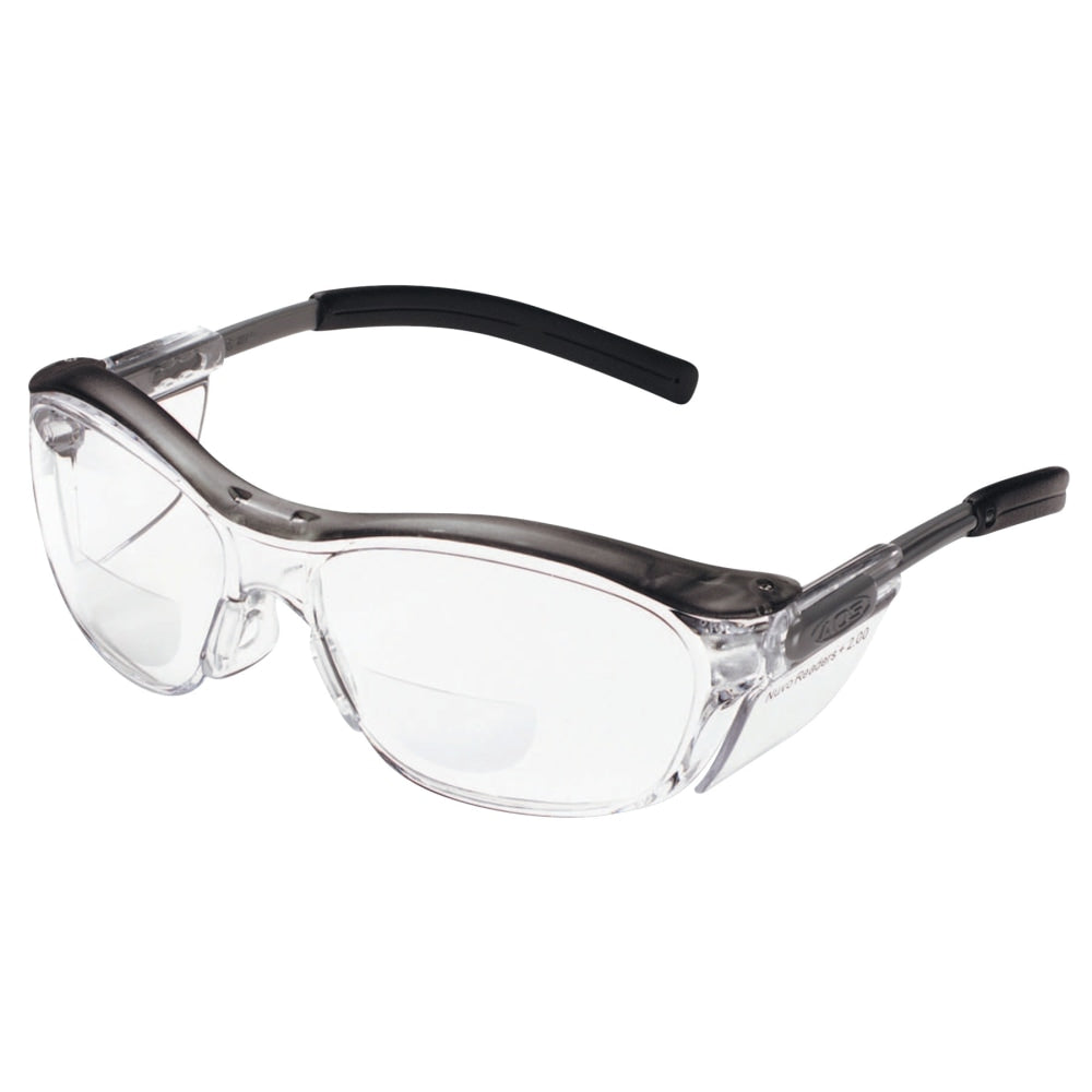 3M Nuvo Reader Protective Eyewear, +2 Diopter, Translucent Gray Frame Clear Lens, Pack Of 20