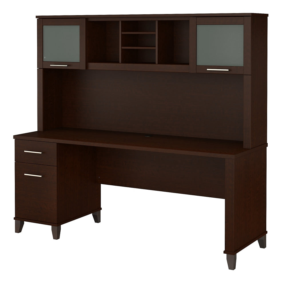 Bush Furniture Somerset Office Desk With Hutch, 72inW, Mocha Cherry, Standard Delivery