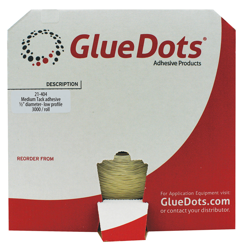 Glue Dots, 1/2in, Medium Tack, Case Of 3,000