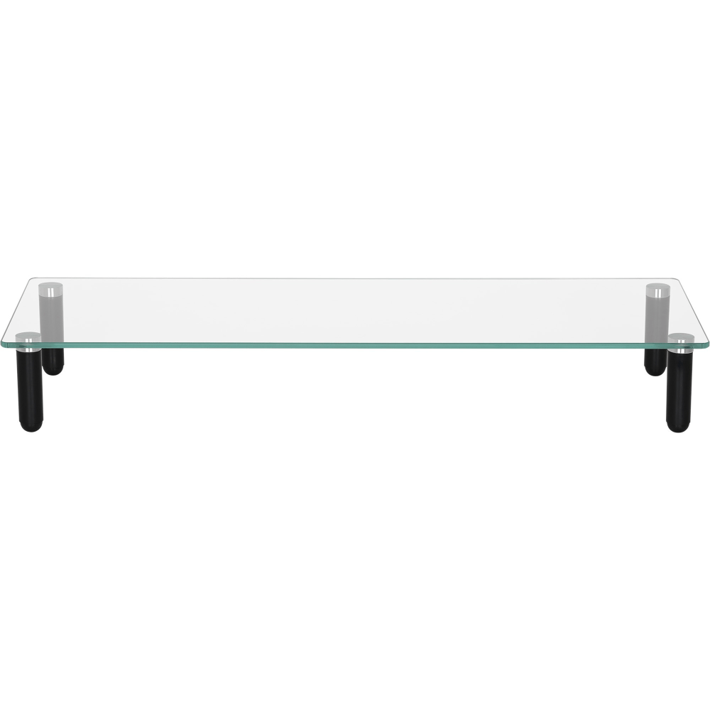 Lorell 4-leg Single-Shelf Monitor Stand - 44 lb Load Capacity - 1 x Shelf(ves) - 3in Height x 22in Width x 8.3in Depth - Desktop - Glass - Clear, Black