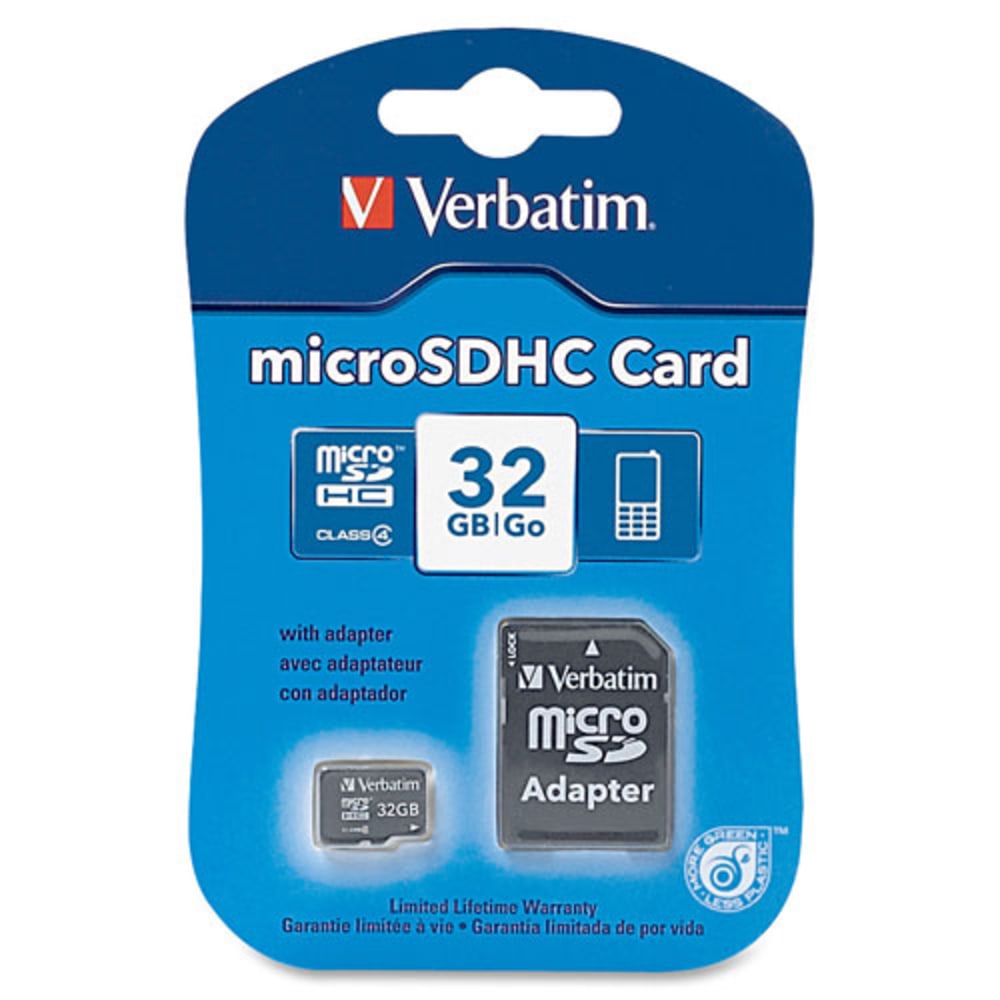 Verbatim 97643 32GB MicroSDHC Class 4 Memory Card with Adapter