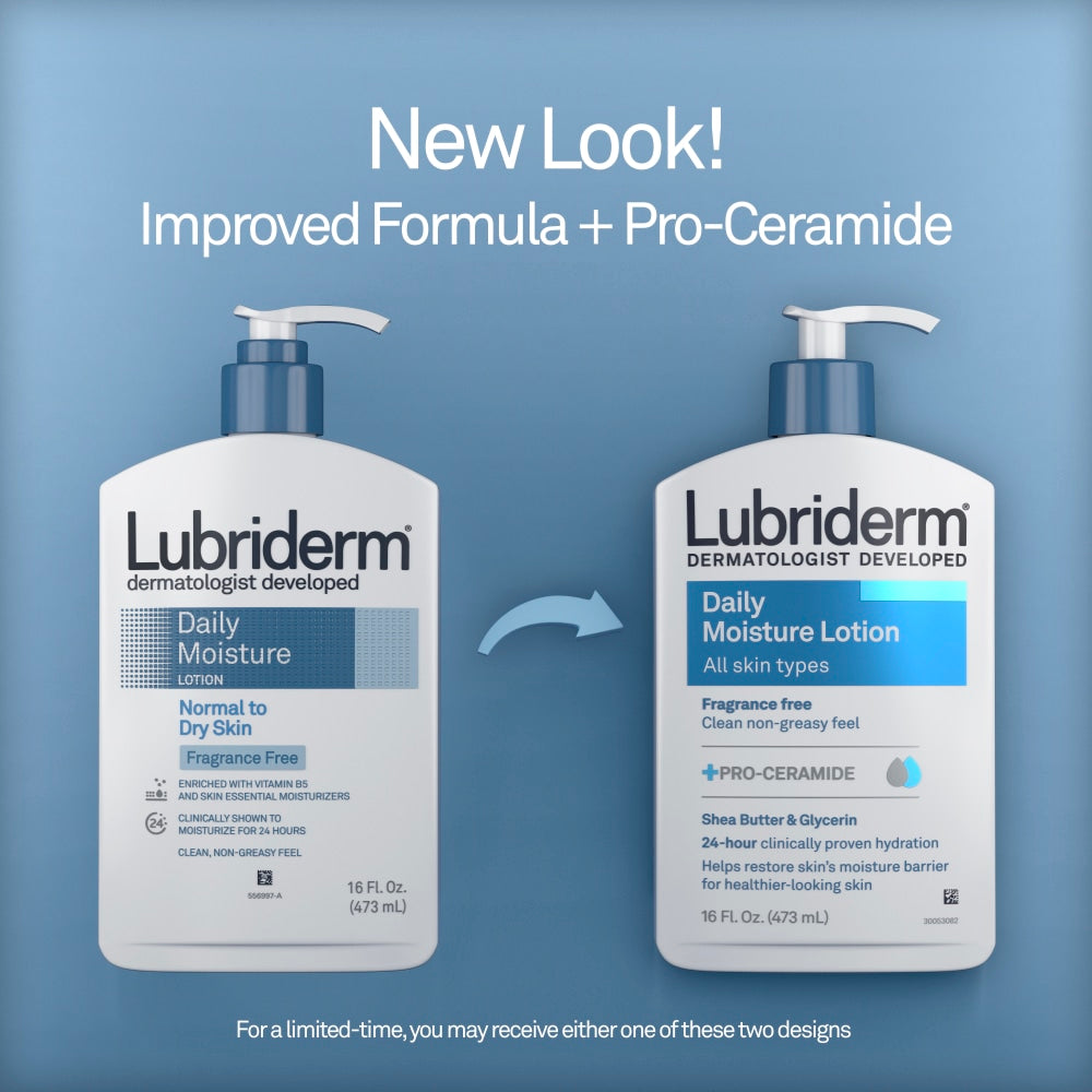 Lubriderm Daily Moisture Lotion + Pro-Ceramide, Unscented, 16 fl. oz