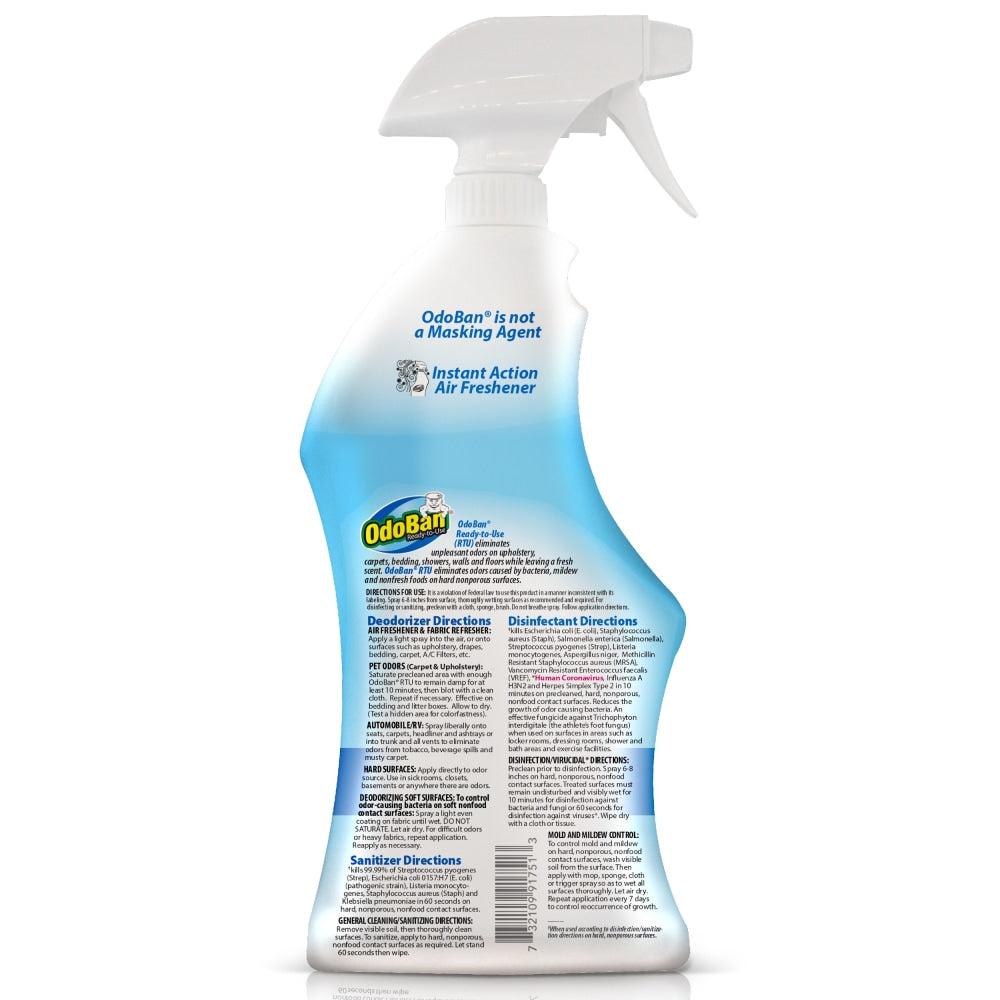 OdoBan Ready-To-Use Disinfectant And Odor Eliminator, 32 Oz Spray/1 Gallon Concentrate, Fresh Linen Scent