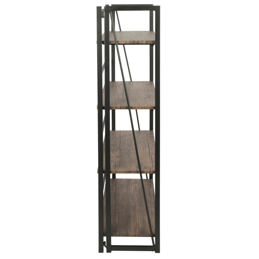 Lumisource Dakota Industrial 4-Shelf Bookcase, Black/Brown