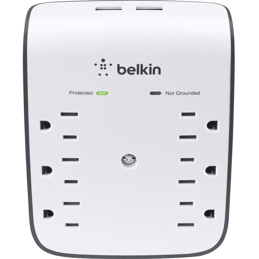 Belkin 6 Outlet Surge Protector w/ 2 USB Ports - Safe Charge for Mobile Devices, Tablets, & More - 900 Joules - 2 x USB, 6 x AC Power - 900 J - USB