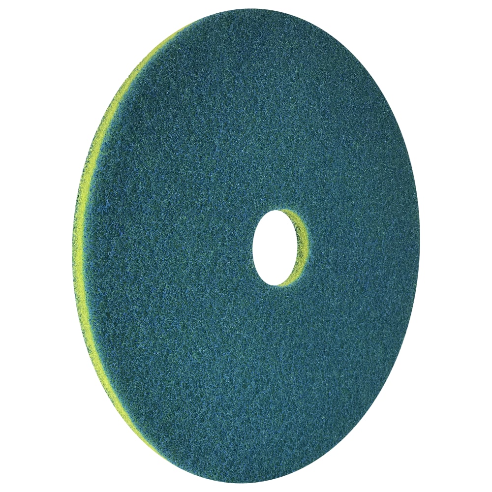 Americo SmartScrub Scrub & Shine Floor Pad, 20in Diameter, Azure Blue/Yellow, Box Of 5