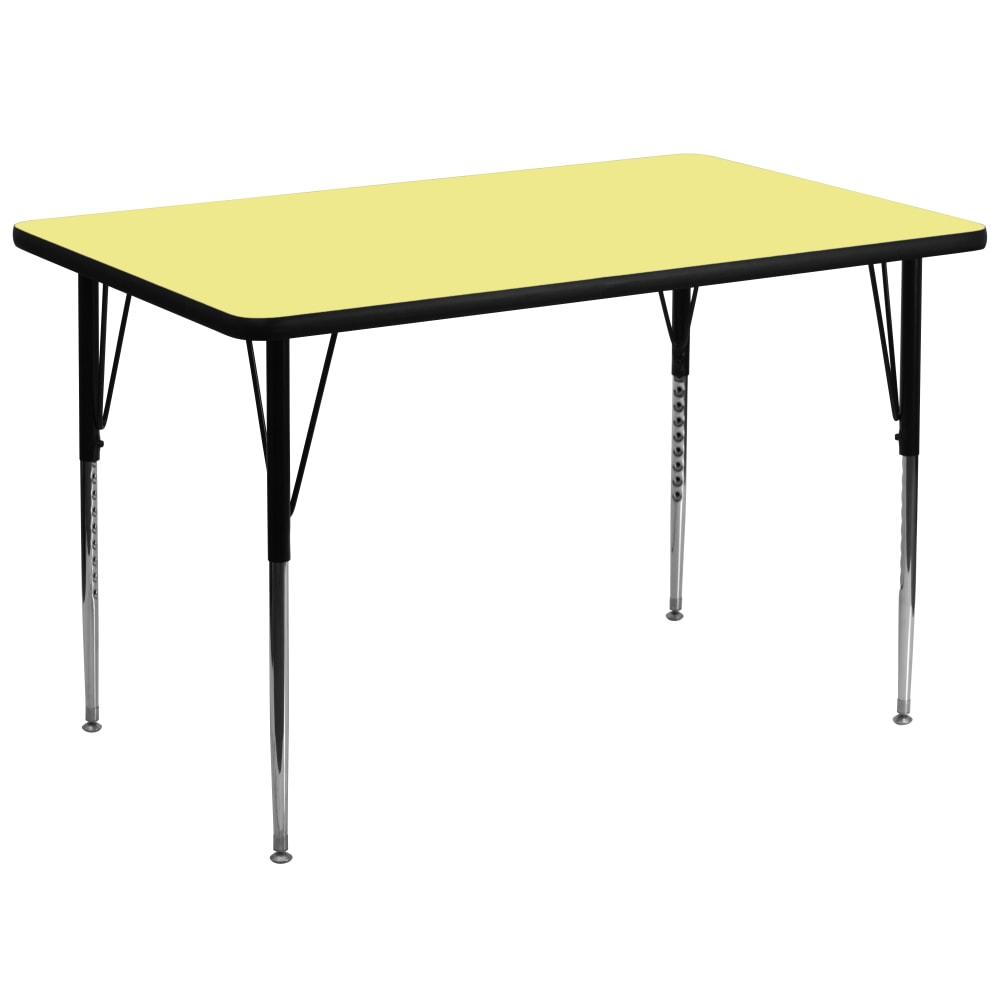 Flash Furniture 72inW Rectangular Thermal Laminate Activity Table With Standard Height-Adjustable Legs, Yellow